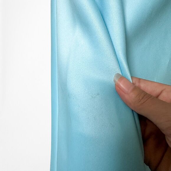 Vintage Y2K Pastel Blue Strapless Floral Beaded Satin Maxi Prom Dress Size S - Picture 12 of 14